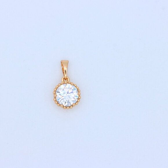 "Elegant Rose Gold Round Pendant with Large White Sparkling Stone, XPPT1866 - Picture 12 of 13
